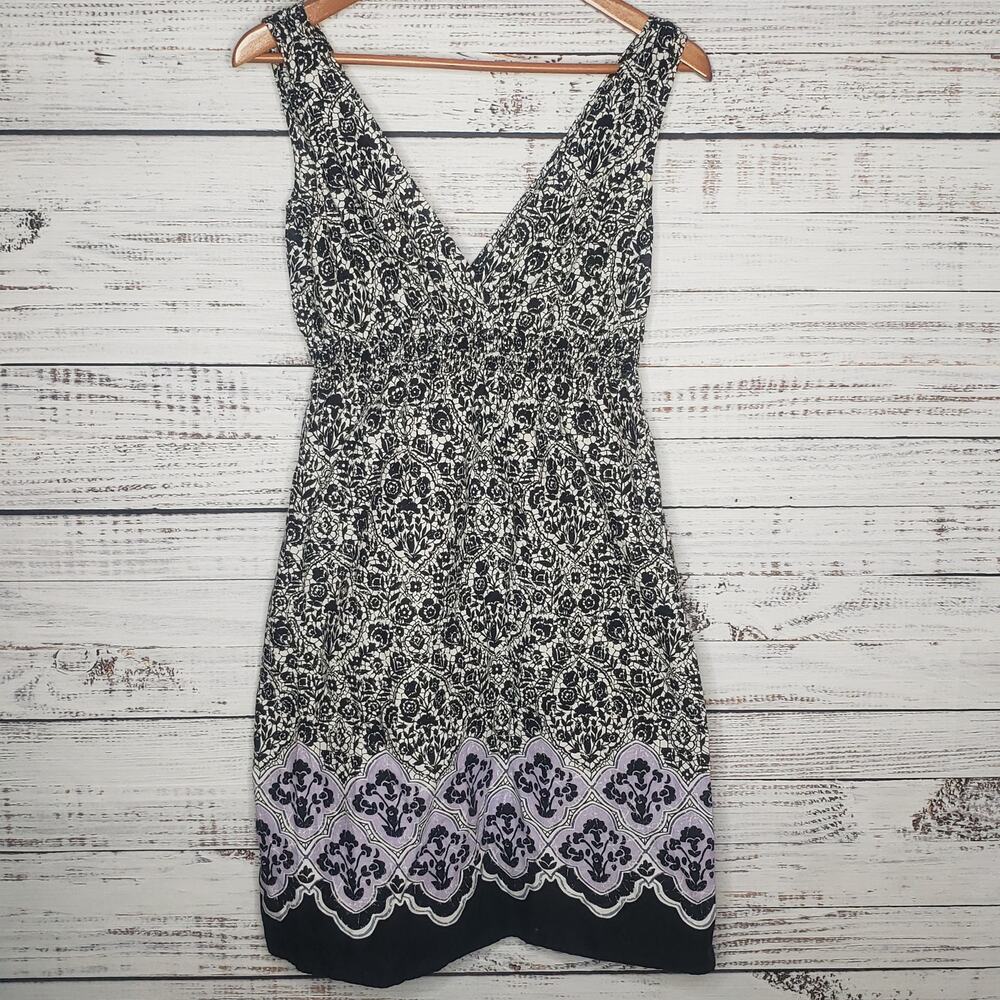 EUC Sonoma 100% cotton sleeveless dress, boho print, lace style print, sz S.
